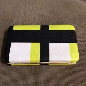 Hard case clutch - black and highlighter yellow